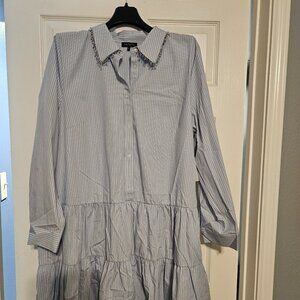 1.State Partial Button Down Front Blue Dress Size XXL